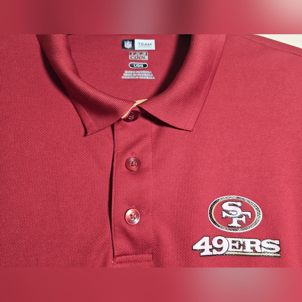 Mens NFL 49ers Polo Shirt - Red And Gold